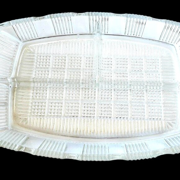Glass Relish Dish 1930s Condiment Serving Art Deco Desk Organizer - Picture 5 of 7